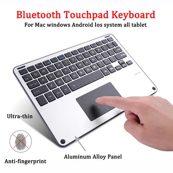 

Wireless Bluetooth Keyboard with Touchpad For iPad All Tablet Laptop Mac Phone Aluminum alloy Rechargeable Trackpad Keyboard
