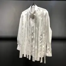 S-6XL! Новая мужская одежда модный подиумный показ дизайн кисточки рубашка стилист волос плюс размер певица костюмы