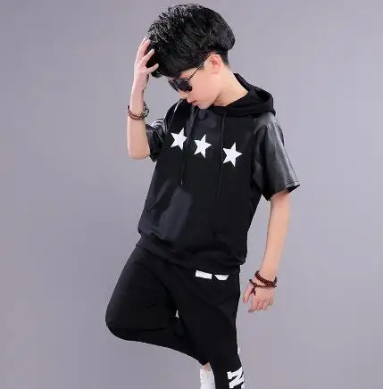 Short sleeve Sets Детская одежда для джазовых танцев; уличные танцевальные костюмы в стиле хип-хоп для мальчиков и девочек; комплекты детской одежды; Спортивный костюм; сезон осень - Цвет: Short sleeve Sets
