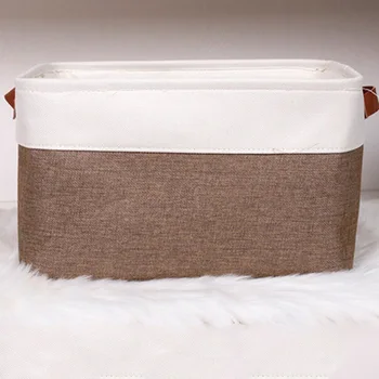 

Cotton Linen Storage Baskets without Cover Double Layer Double Handle Storage Box Clothes Toy P7Ding
