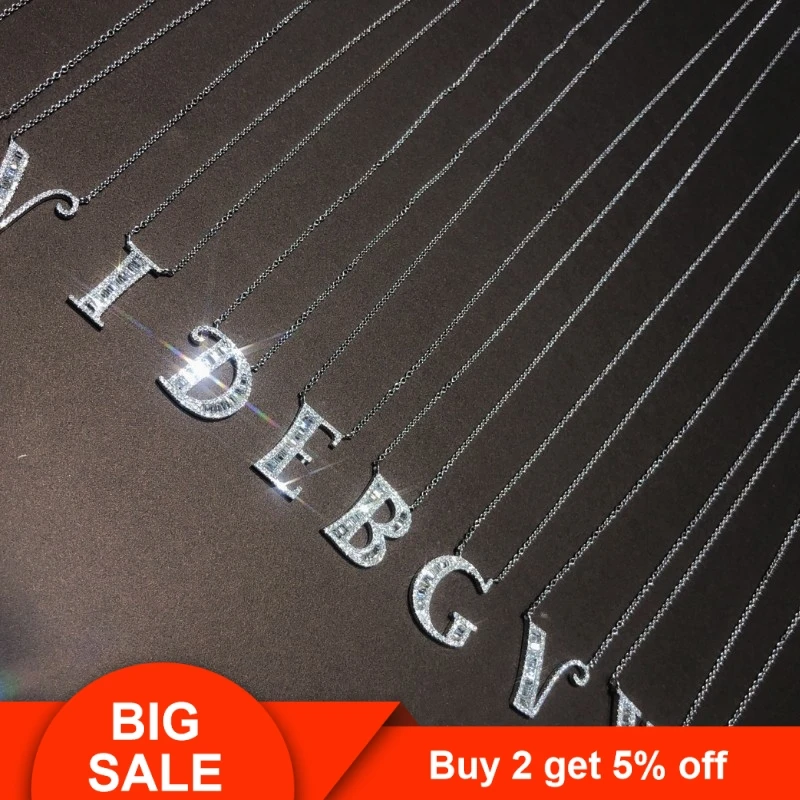 Cheap choucong Genuine 925 Sterling silver 26 Letters Pendants Cz Birthday Name Wedding Pendant Necklace for Women Party jewelry Gift