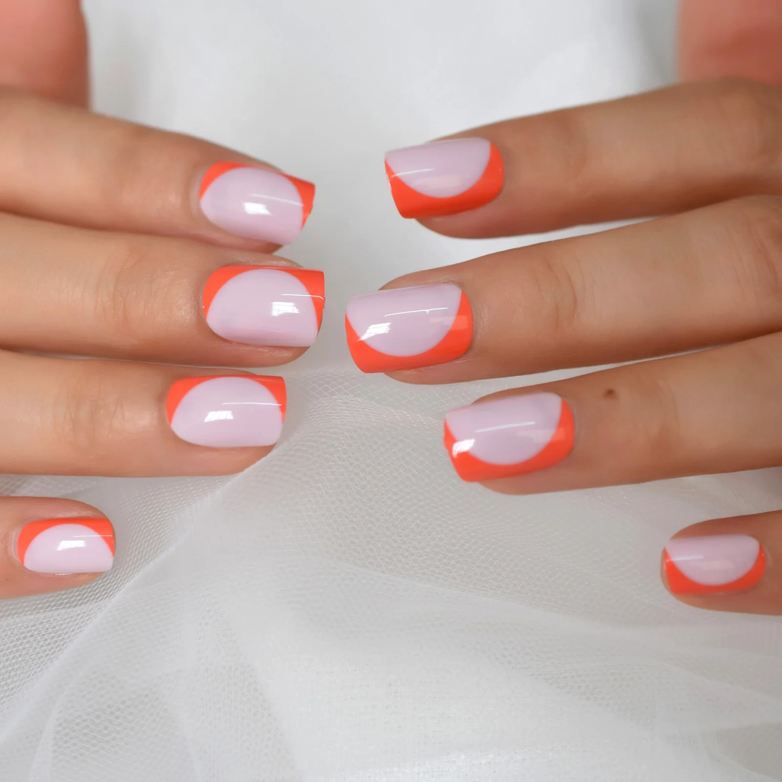 Pink Orange Fake Nails Short Half Moon Designs Press On Nails Glossy Faux Ongles Court Reutilisable 24pcs False Nails Aliexpress Pink Orange Fake Nails Short Half Moon Designs Press On Nails Glossy Faux Ongles Court Reutilisable 24pcs False Nails Aliexpress