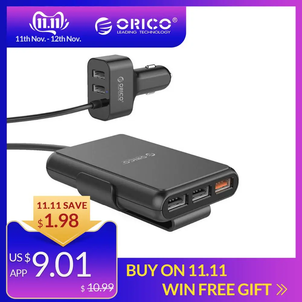 Billige ORICO 5 Port QC3.0 USB Auto Ladegerät Universal USB Ladegerät Adapter 52W Für MPV Auto Handys Tablet PC 12 V 24 V