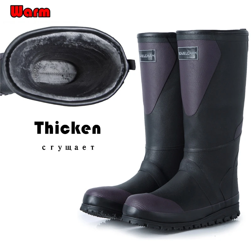 

New Warm fleece shoes Winter ice fishing Waders Snow waterproof boots Non slip Rain Water Aqua Garden Farm Car Wash High Thicken