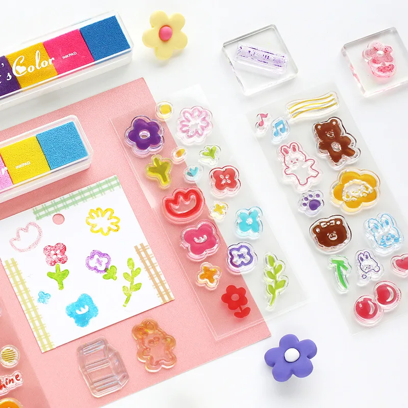 

Silica Gel Color Cartoon Paste DIY Colorful Craft Ink pad Cartoon Stamps Inkpad for Scrapbooking Decoration Korean Stationery