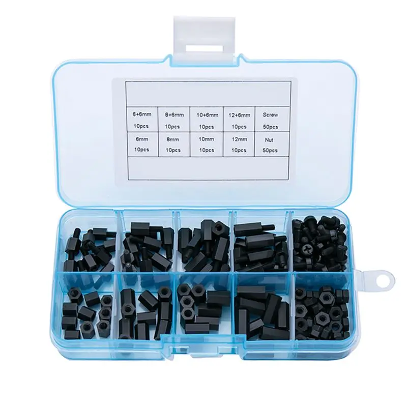 

180Pcs/lot M3 Female Male Hex Nylon Standoff Spacer Column For PCB 35ED