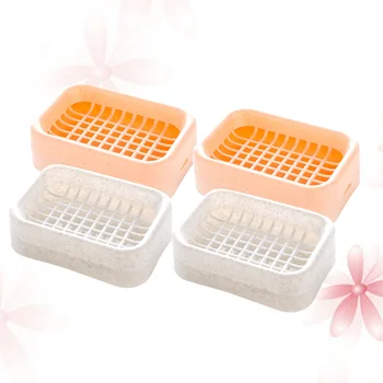 

4pcs Soap Dish Plastic Double Layer Draining Simple Soap Holder for Shower Home Kitchen Barthroom