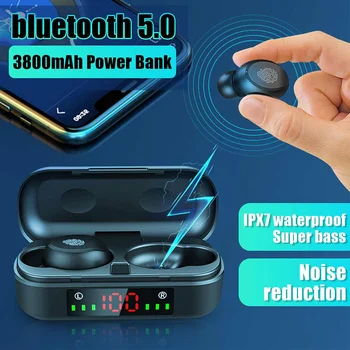 

bluetooth Earphone V5.0 V8 TWS Touch Control Stereo Sport Wireless Headphones Noise-Reduction Earbuds Headset with Power bank