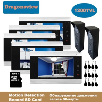 شراء Dragonsview المنزل نظام اتصال داخلي باب الفيديو باب الهاتف فتح نظام 2 لوحات في الهواء الطلق 3 4 5 6 شاشة عرض داخلية سجل بطاقة الحركة
