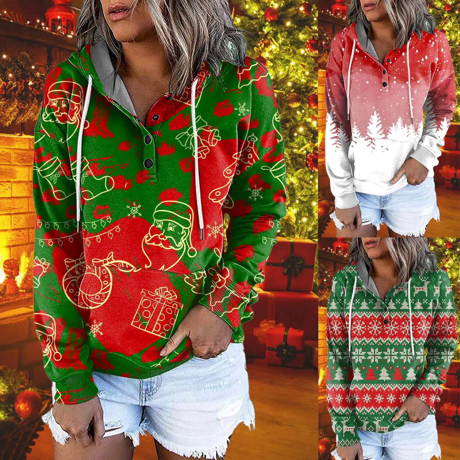 Printing Hooded Women Hoodies Casual Drawsting Long Sleeve Pullover Tops Streetwear Winter Women Sweatshirt Sudadera Mujer 2