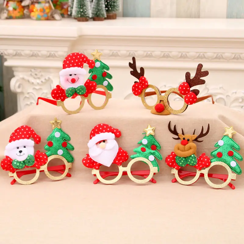 

Cartoon antlers old man 2020 christmas glasses frames decoration child Holiday party halloween outdoor red green gift small gift