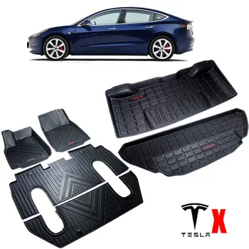 

Audew For Tesla Model X TPO Front & Rear Black 6/7 seats Car Floor Mat Fit All-Weather Floor Carpet Cover Waterproof Durable
