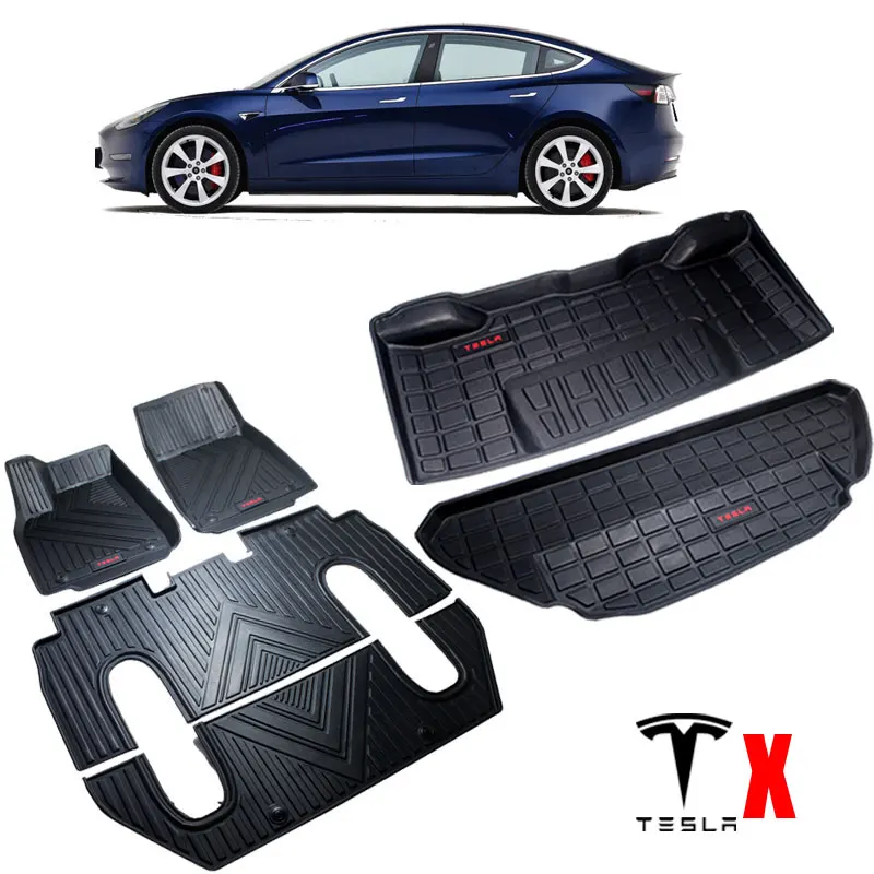 Audew для Tesla Model X TPO Передняя и задняя черная 6/7 мест автомобильный напольный коврик