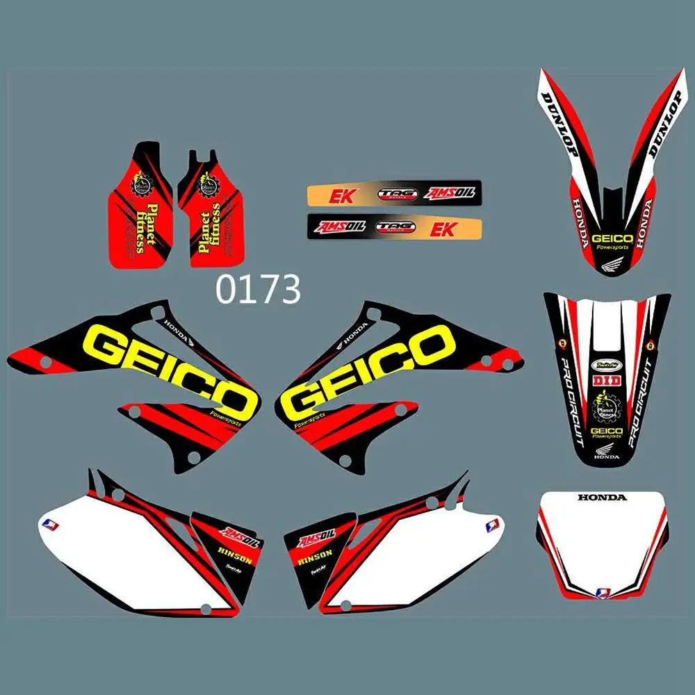 Для HONDA CRF450 2002-2004 Новые полные графические наклейки на заказ имя номера глянцевые яркие наклейки водонепроницаемые