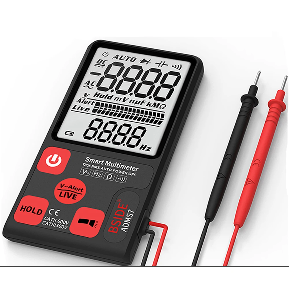 Ультра-Портативный Цифровой мультиметр BSIDE ADMS7 S9CL Большой 3," ЖК-дисплей 3 он-лайн Дисплей вольтметр цифровой мультиметр переменного тока постоянного тока Напряжение бесконтактная проверка напряжения переменного Ом Гц Тестер