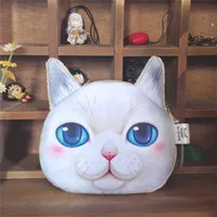 A 1 шт., Женская Милая мини-сумка для монет с 3D принтом кошачьей мордочки, кошелек для девочек, сменный Карманный чехол, Женский кошелек, сумочка на молнии, 5 вариантов - Цвет: A