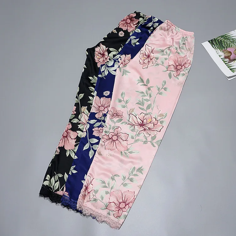 

New Style Womens M-XL Long pants Spring Summer Casual Silky Home Wear Sleep Pyjama Bath Trousers