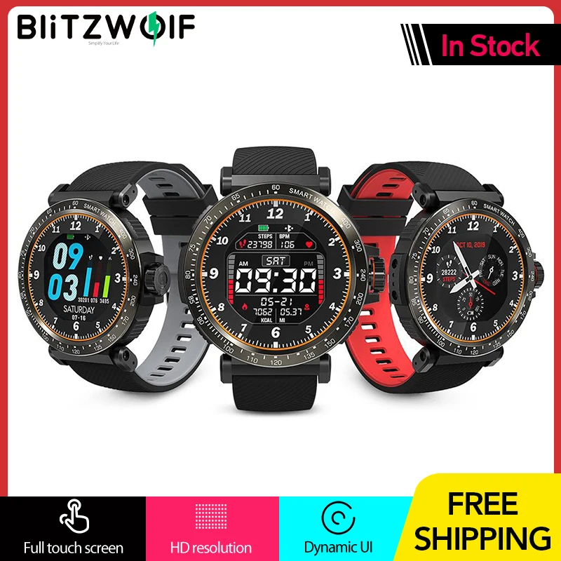 BlitzWolf BW-AT1 Smart Watch Dymanic UI Fitness Tracker Heart Rate Blood Pressure Oxygen Monitor Smartwatch Men Women Wristband