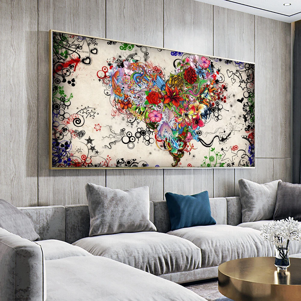 versus Consulado Pío decoración hogar lienzos cuadros decorativos cuadros para salon pintura de  amor en lienzo moderna para sala de estar, carteles de flores coloridas  abstractas, impresiones artísticas de pared para el hogar|Pintura y  caligrafía| -