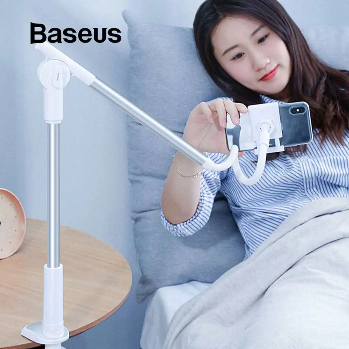 

Baseus Universal Lazy Mobile Phone Gooseneck Stand Holder Stents Flexible Bed Desk Table Clip Bracket for Phone Holder Arm