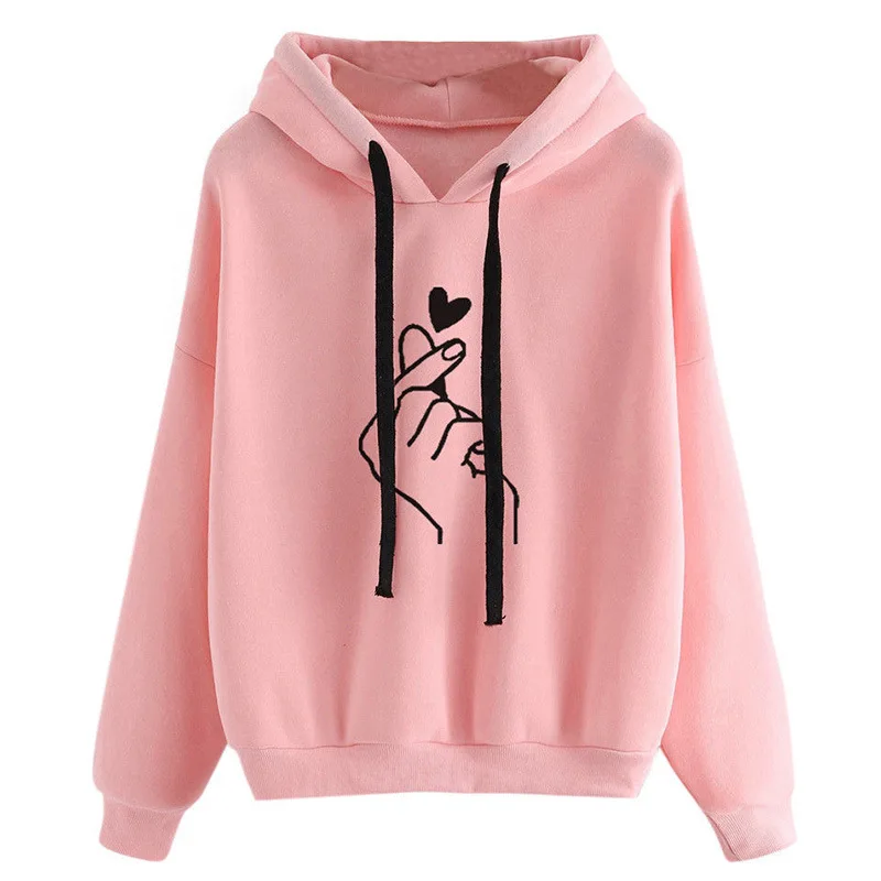 Plus Size Pullovers Girls Long Sleeve Spring Autumn Winter Striped Women Sweatshirt And Hoody Ladies Hooded Love Printed Casual