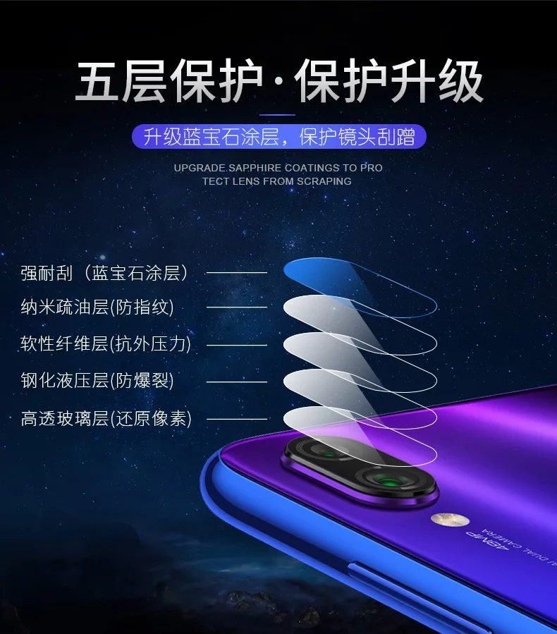 Для Xiaomi 8 Lite Mix3 Play 9 9SE Black shark 2 объектив для камеры высокой четкости Закаленное стекло пленка для Redmi Note 6 Pro 7 GO