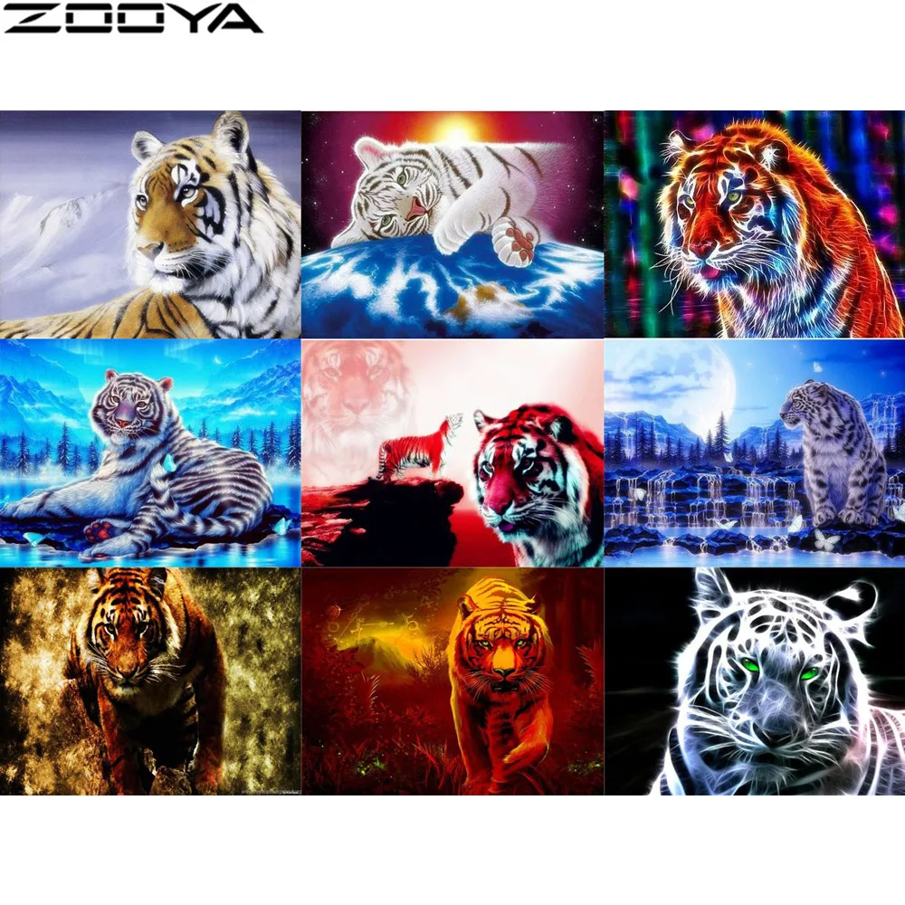 ZOOYA картина Стразы 5D Diy Алмазная тигр полная квадратная Вышивка крестом вышивка