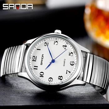 

Elastic Steel Men Quartz Watch Sliver Metal Belt Band Strap Male Clock Casual Simple New Waterproof Wristwatch Relogio Masculino