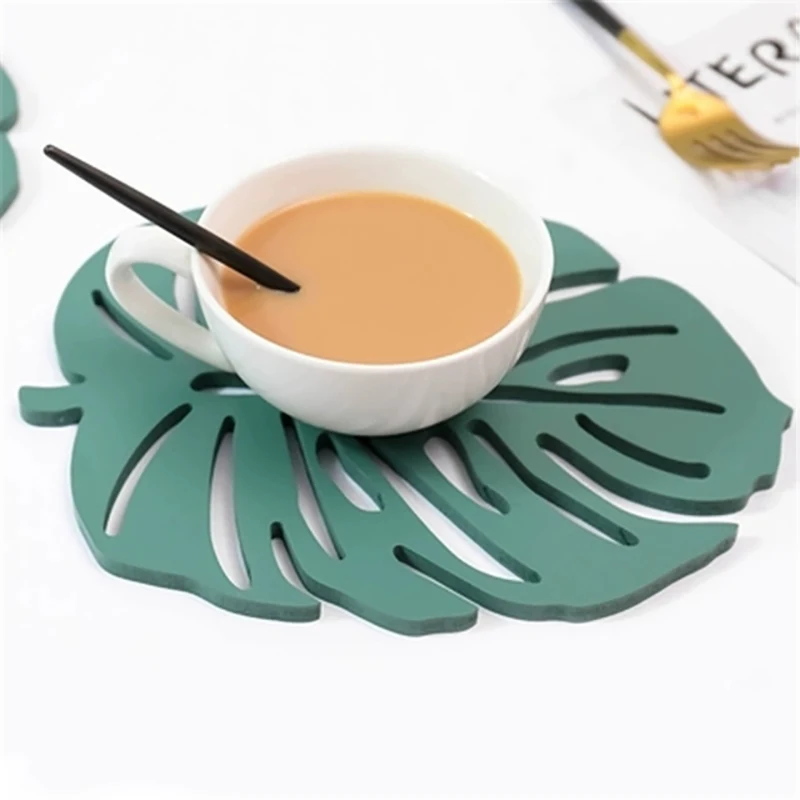 

Artificial Monstera Leaf Coaster Insulation Placemats Heat Resistant Mat For Dining Table Kitchen Trivet Individual Party Decor