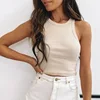 Ribbed Tank Top Women White 2022 Summer Casual Fitness Short Vest Candy Colors Knitted Off Shoulder Sexy Crop Top Women ► Photo 2/6