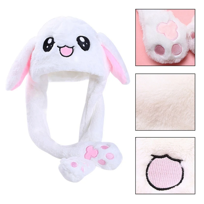 Cute Moving Hat Rabbit Ears Plush Sweet Cute Airbag Cap Soft Plush Sweet Cute Airbag Cap Gifts