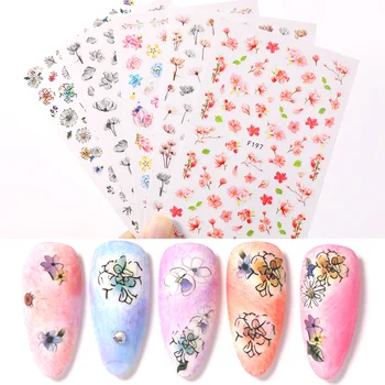

Flower Series Water Decals Geometric Adhesive Colorful Flower Nail Art Transfer Sticker Accessories 1 Sheet For Nail Polish
