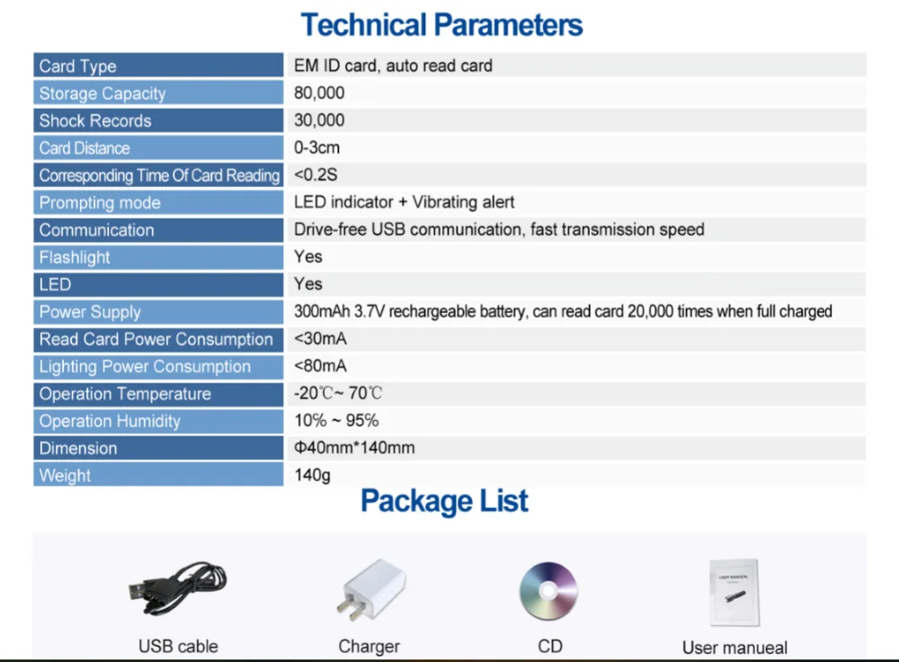 Фонарик USB RFID охранник тур патрульный мониторинг системы GS-6000UL