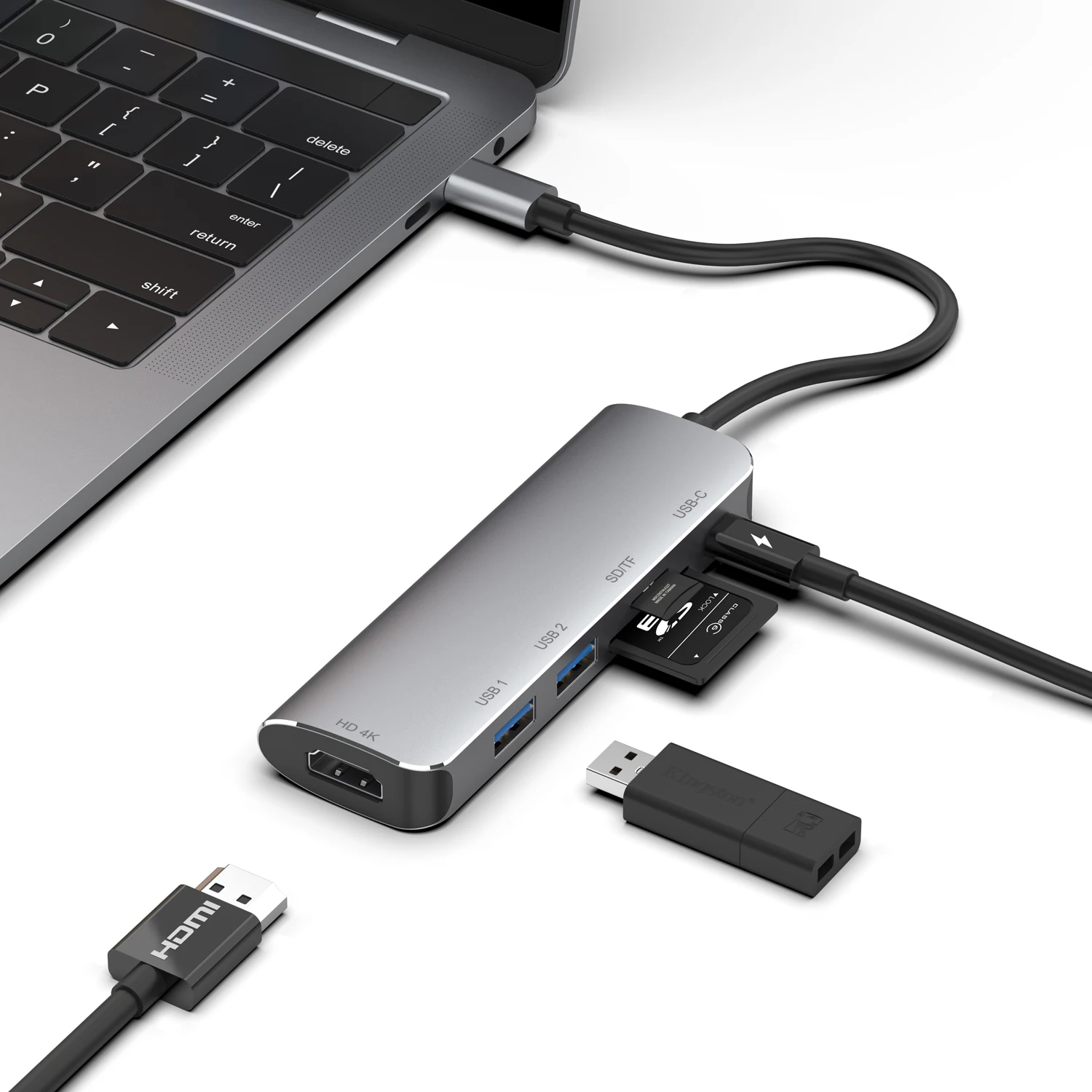 USB Hub type-c многофункциональная док-станция USB для USB 3,0x3 SD TF кардридер+ PD зарядное устройство 4K HDMi Ugreen 30hz концентратор для мульти