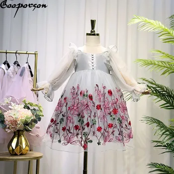 

Gooporson Long Sleeve Princess Dress Flower Embroidery Fashion Lace Little Girls Costume Vestidos Teenagers Party Clothes