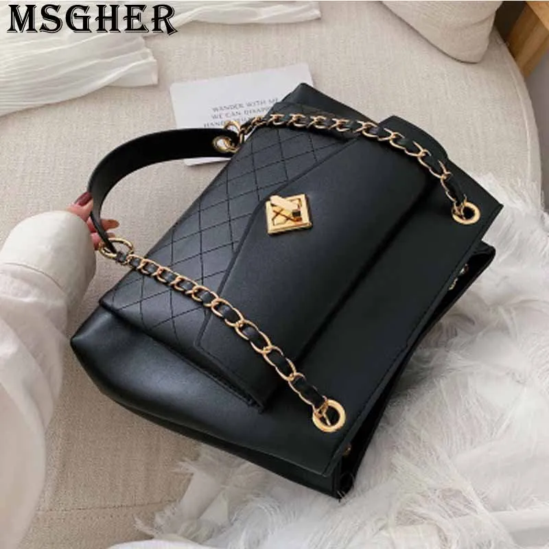 

MSGHER Solid Diamond-shaped Satchel Women Bag Summer Large Capacity Fashion Delicate Lock Practical Shoulder Lady Bag WB2862