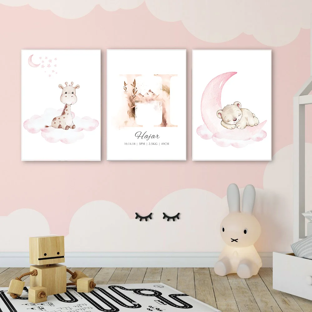 Moon-Cloud-Wall-Art-Painting-Custom-Name-Poster-Deer-Bear-Canvas-Prints-Nordic-Posters-Nursery-Wall (1)