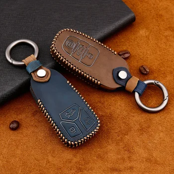 

leather car key case cover for audi a3 8p 8v a4 b7 b8 b5 b9 a1 a5 q7 q5 a6 4f c6 c5 c7 c4 tt q3 s3 a7 a8 c4 tt 8n covers shell