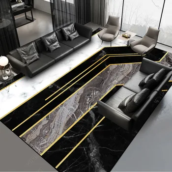 

Black white gray gold Marble pattern carpet custom made 2.6m width floor mat plush printing rug for living room bedroom mat