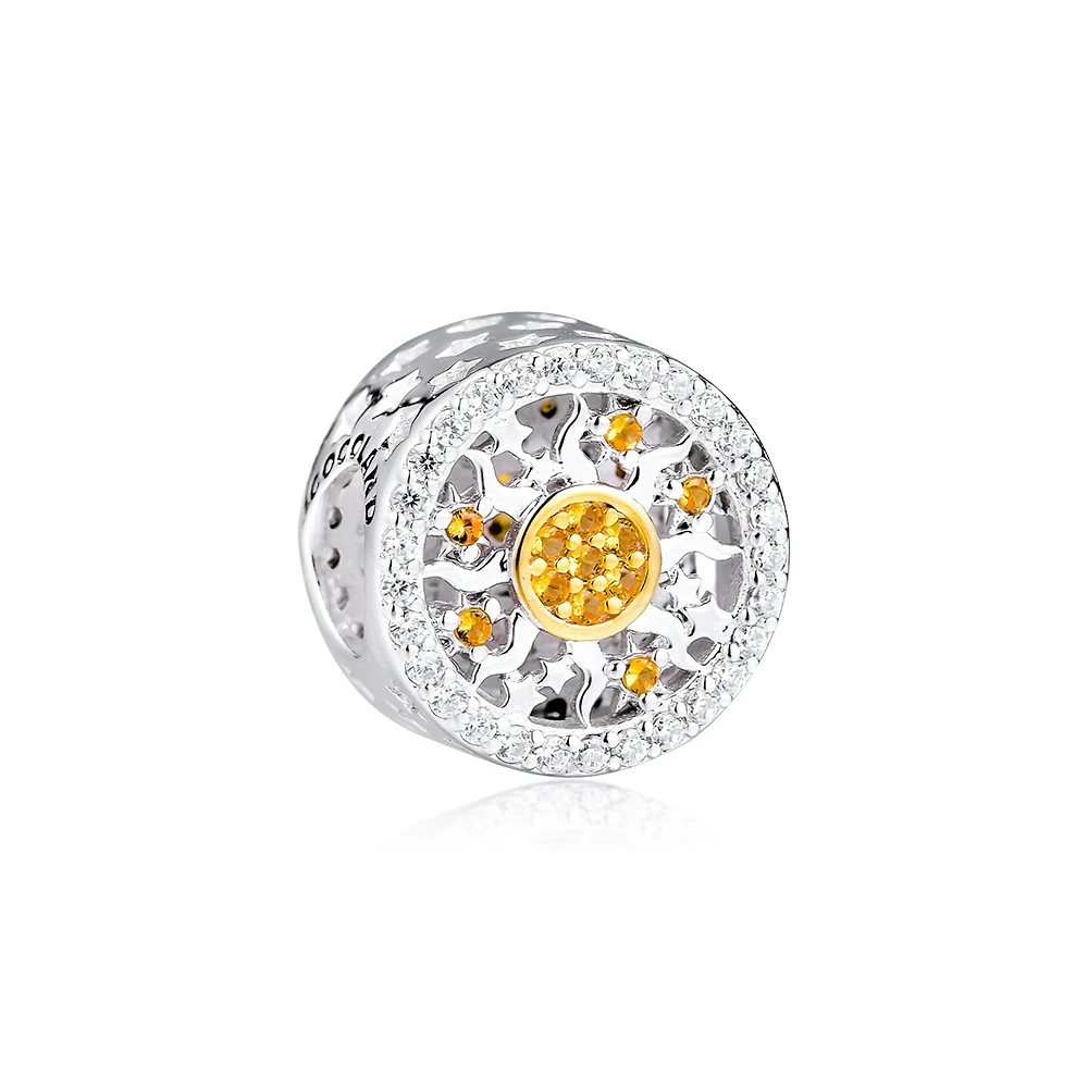 Sunshine Серебряный Шарм Натуральная серебряные бусины 925 пробы для изготовления ювелирных изделий Подходит для женщин амулеты Браслеты и браслеты