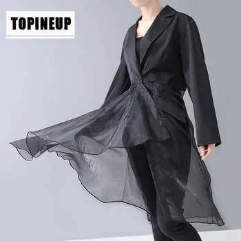 

Spring 2020 Women's fashion Casual Lapel Solid Single Breasted Top mesh shirt blouse women