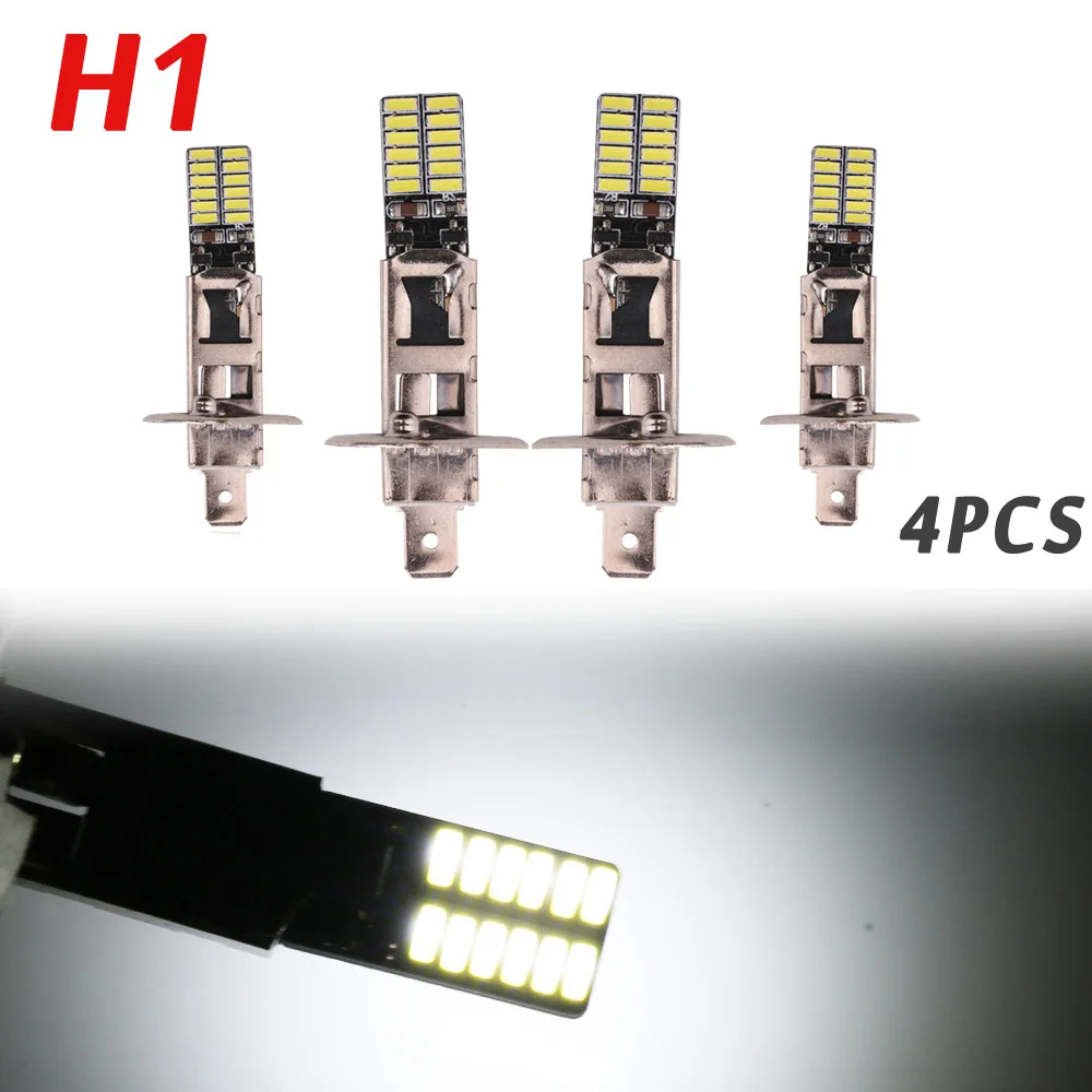4 шт. H1 автомобиля 24SMD декодировать туман тормоз заднего хода вождения светильник 6000 К ксенон белый Авто дневные туман светильник лампы противотуманных фар