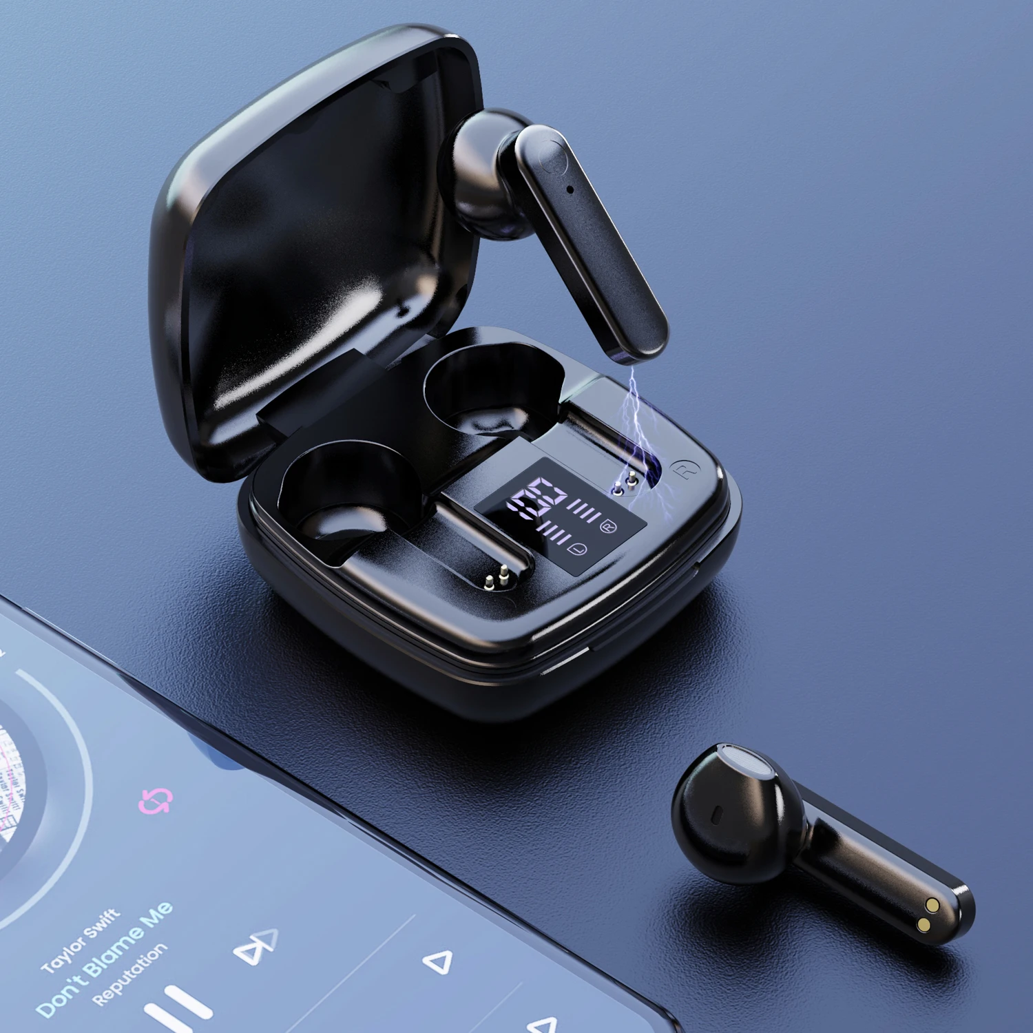Auriculares TWS inalámbricos por Bluetooth 5,1, estéreo Hifi deportivos a prueba de agua, auriculares con pantalla LED y micrófono