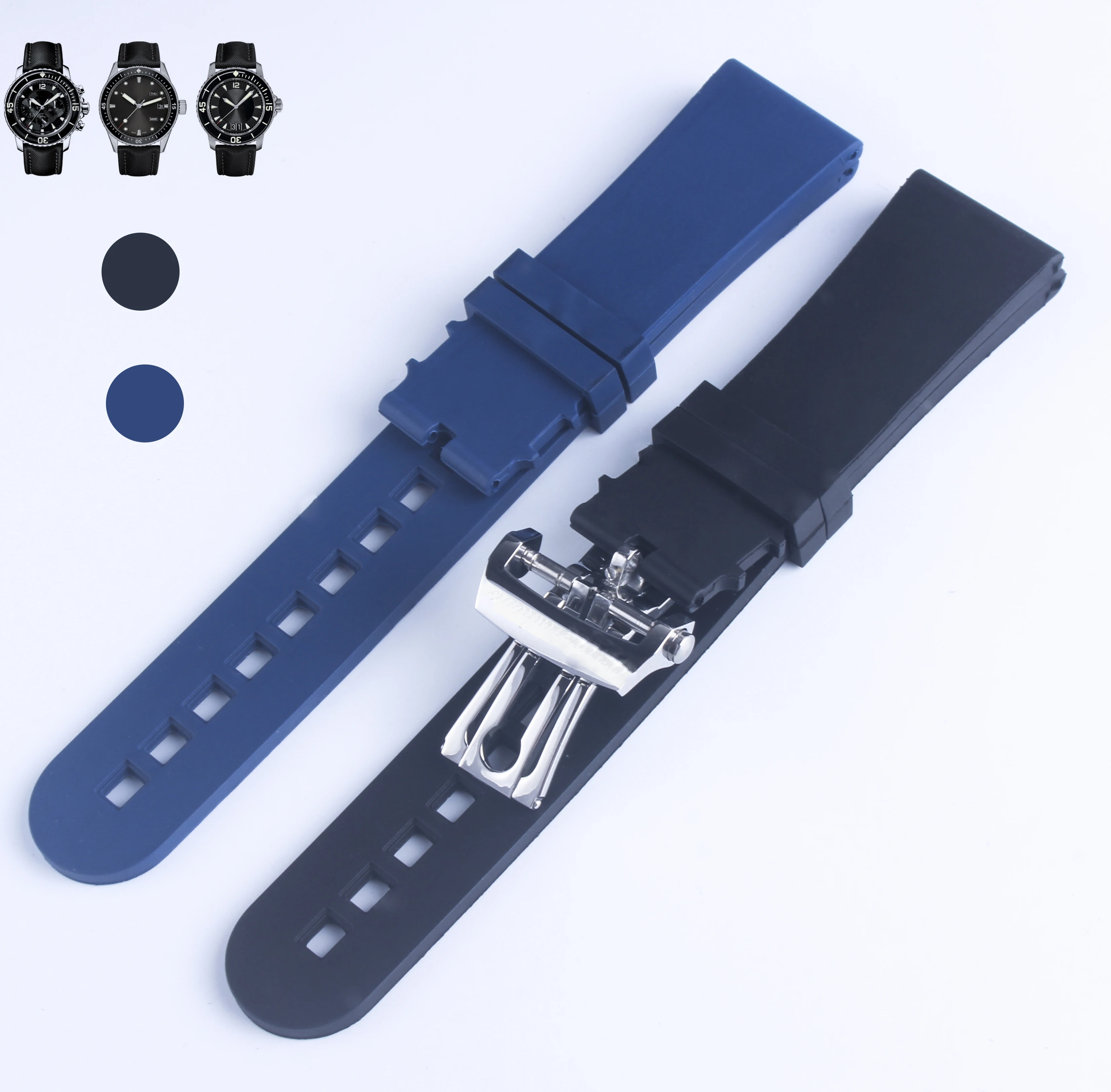 Ремешок для часов Black bule из силиконовой резины водонепроницаемый занятий