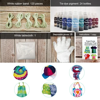 

Permanent Family Fun DIY Craft Hand Work Tie Dye Kit Fabric 24 Colors For Art Decorating With Rubber Band Textile Paints