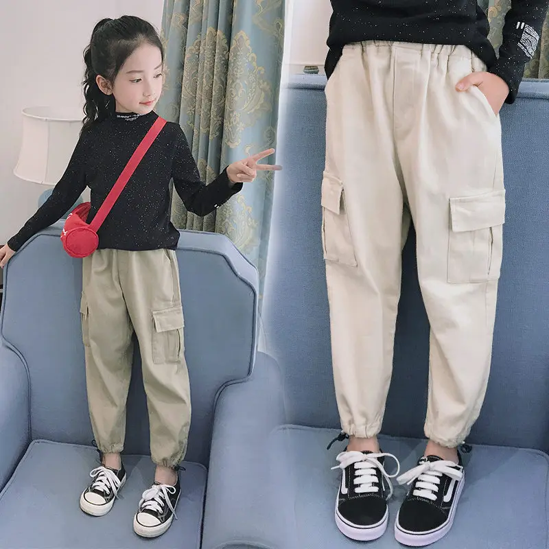 

Baby Girls Clothing Pants Overall Casual Loose Trousers Spring Autumn Fashion Solid Long Pants Handsome Kids Girls Sport Clothes