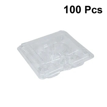

100 Pcs Food Package Boxes Transparent Disposable 4-grids Egg Tart Trays Packaging Boxes Food Storage Boxes for Restaurant Bar