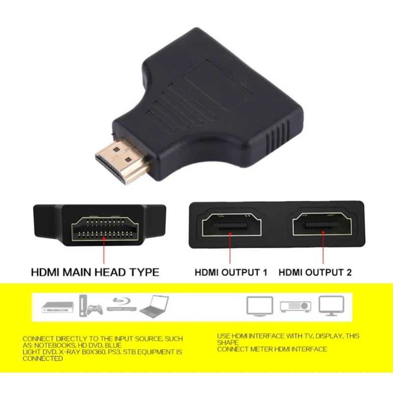 Высококачественный сплиттер для HDMI Male To 2 HDMI Female 1080P 1 In 2 Out Switcher удлинитель адаптер конвертер