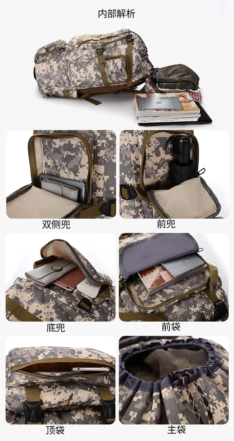 80L Водонепроницаемый Тактический Рюкзак Molle Camo, военный армейский походный рюкзак для кемпинга, рюкзак для путешествий, спортивная сумка для альпинизма на открытом воздухе