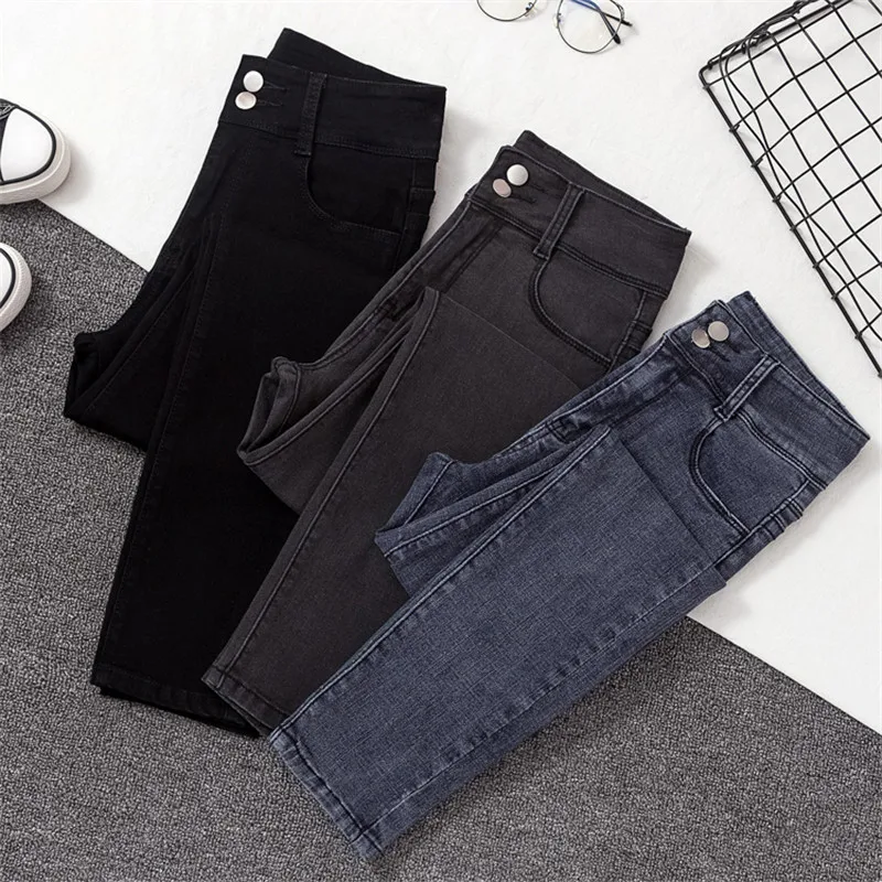 

JUJULAND Jeans Women Black Jeans Vintage High Waist Denim Women Denim Pants High Elastic Skinny Pencil Stretch Jeans Femme 8109